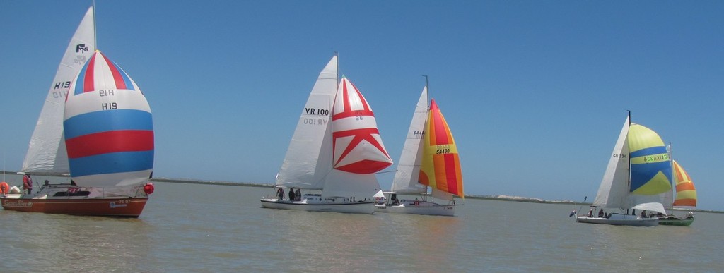 Vintage River Boats and Racing Boats under kite - The Marina Hindmarsh Island Milang Goolwa Freshwater Classic 2012 © Locky McLaren